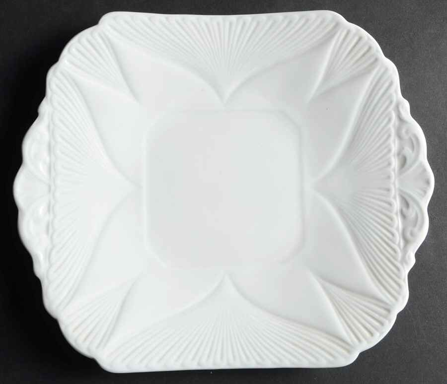 Dainty White (No Trim) Square Handled Cake Plate by Shelley-1