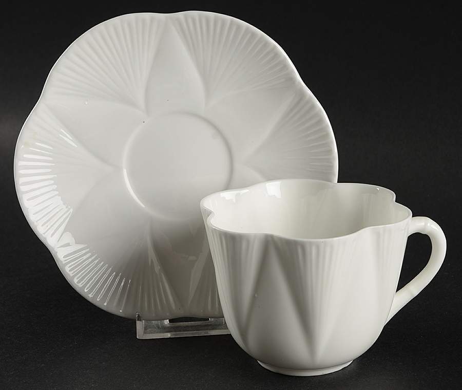 Dainty White (No Trim) Oversized Cup & Saucer Set by Shelley-1