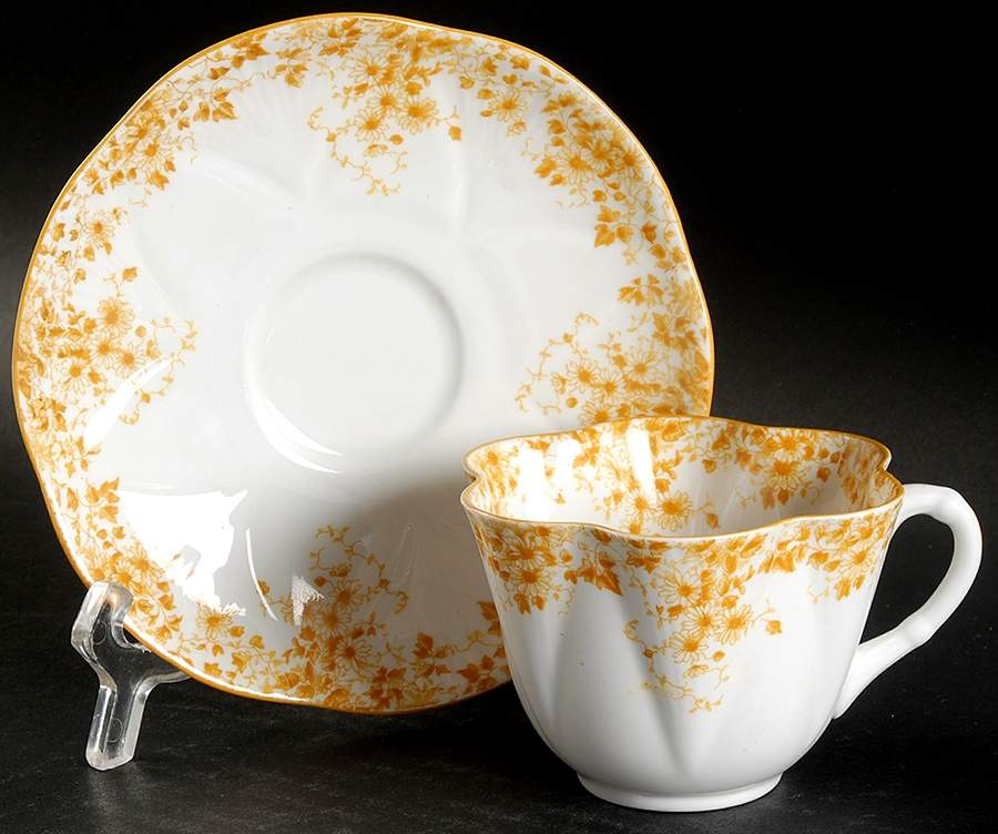 Dainty Yellow Flat Cup & Saucer Set by Shelley-1