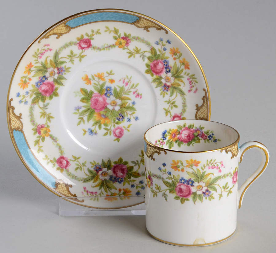 Dubarry Blue Flat Demitasse Cup & Saucer Set by Shelley-1