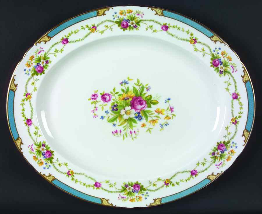 Dubarry Blue 14" Oval Serving Platter by Shelley-1