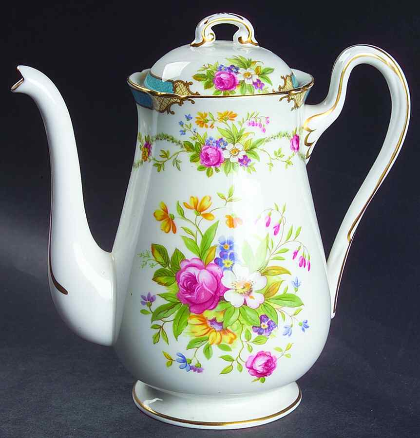 Dubarry Blue Coffee Pot & Lid by Shelley-1