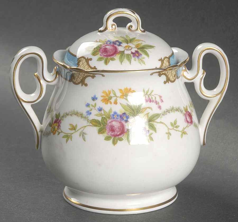 Dubarry Blue Sugar Bowl & Lid by Shelley-1