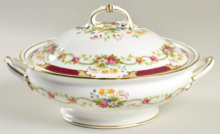 Dubarry Maroon Round Covered Vegetable by Shelley-1