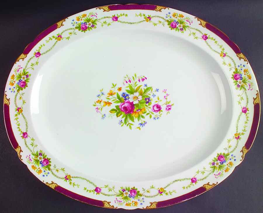 Dubarry Maroon 16" Oval Serving Platter by Shelley-1