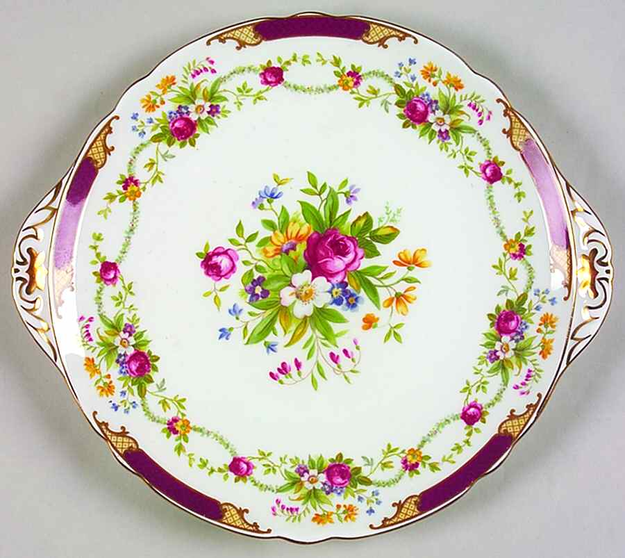 Dubarry Maroon Handled Cake Plate by Shelley-1