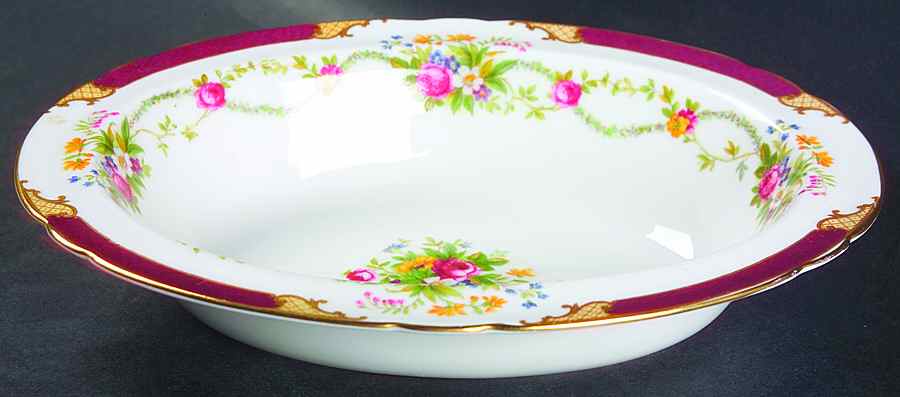 Dubarry Maroon 9" Oval Vegetable Bowl by Shelley-1