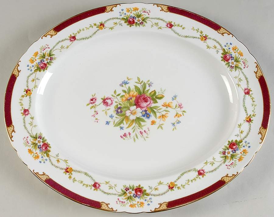 Dubarry Maroon 14" Oval Serving Platter by Shelley-1