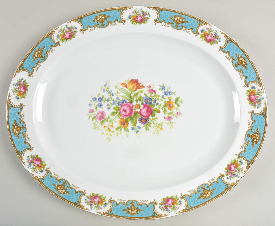 Duchess Blue 16" Oval Serving Platter by Shelley-1