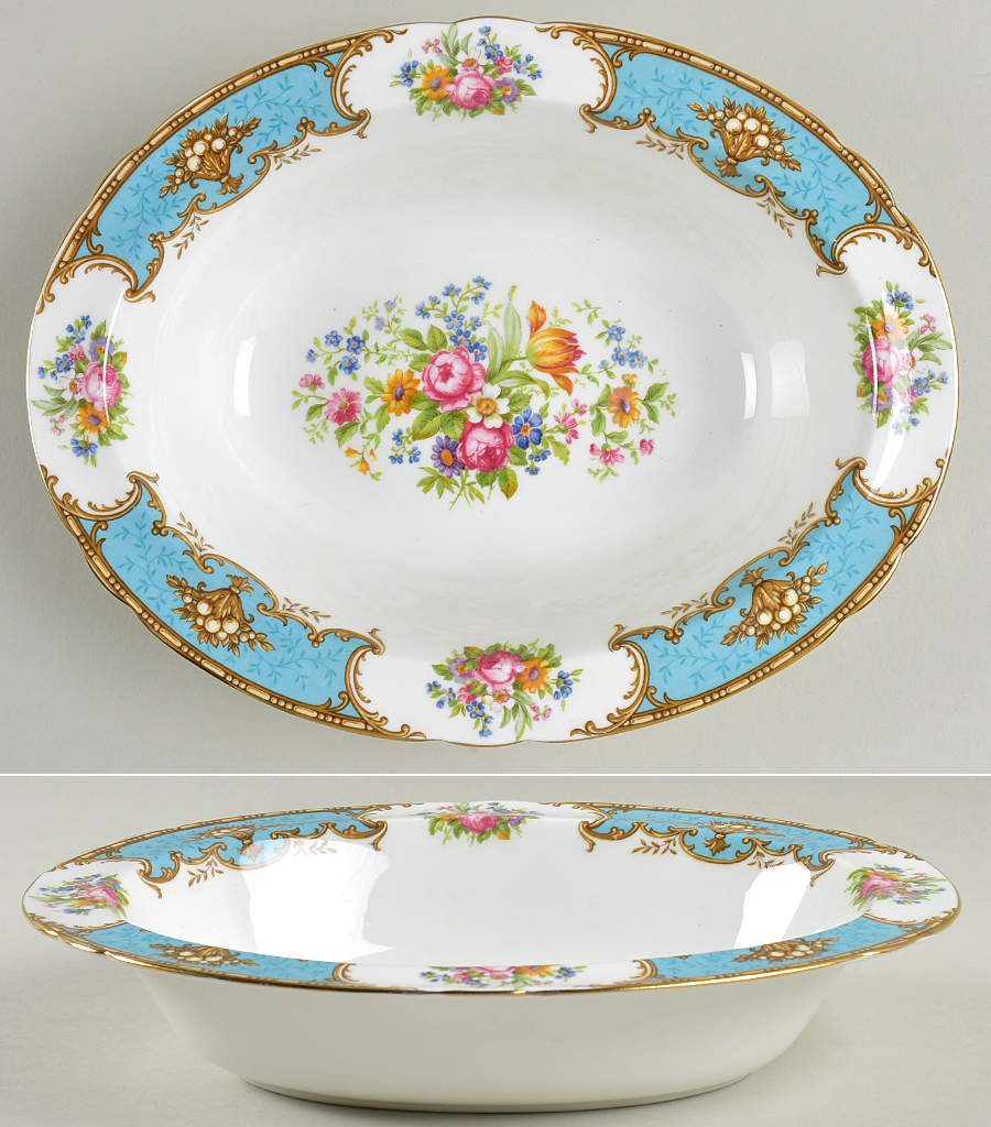 Duchess Blue 9" Oval Vegetable Bowl by Shelley-1