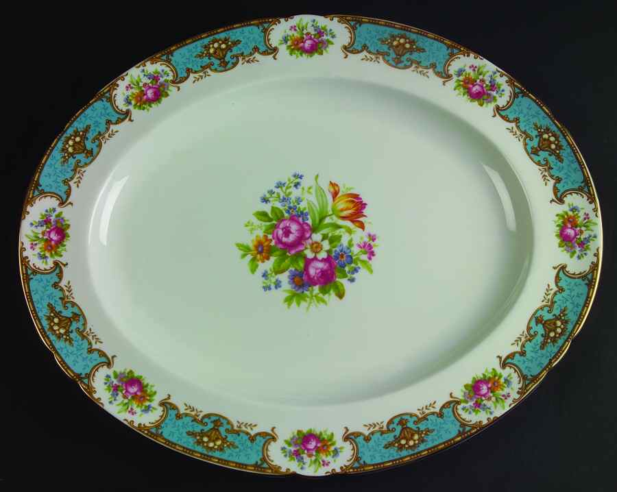 Duchess Blue 14" Oval Serving Platter by Shelley-1