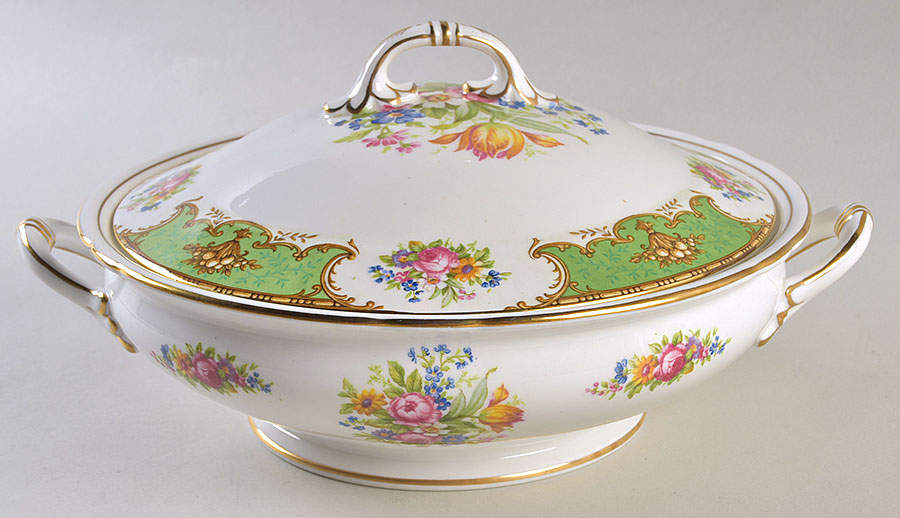 Duchess Green Round Covered Vegetable by Shelley-1