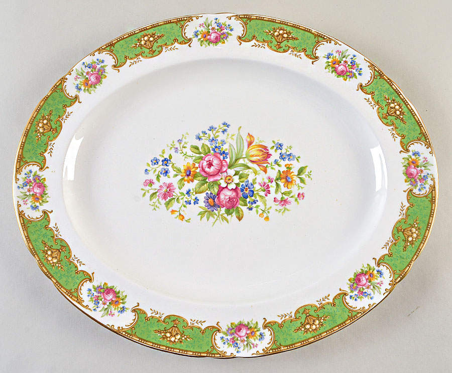Duchess Green 14" Oval Serving Platter by Shelley-1