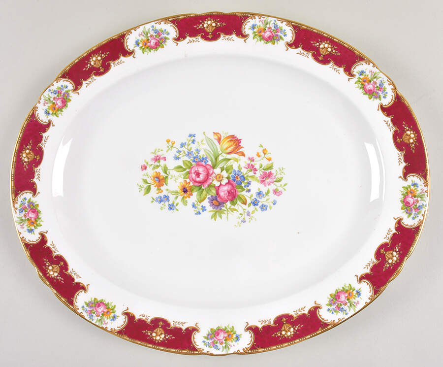 Duchess Red 16" Oval Serving Platter by Shelley-1