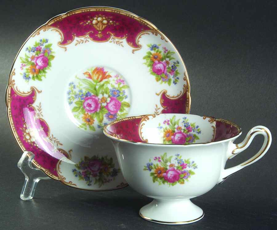 Duchess Red Footed Cup & Saucer Set by Shelley-1