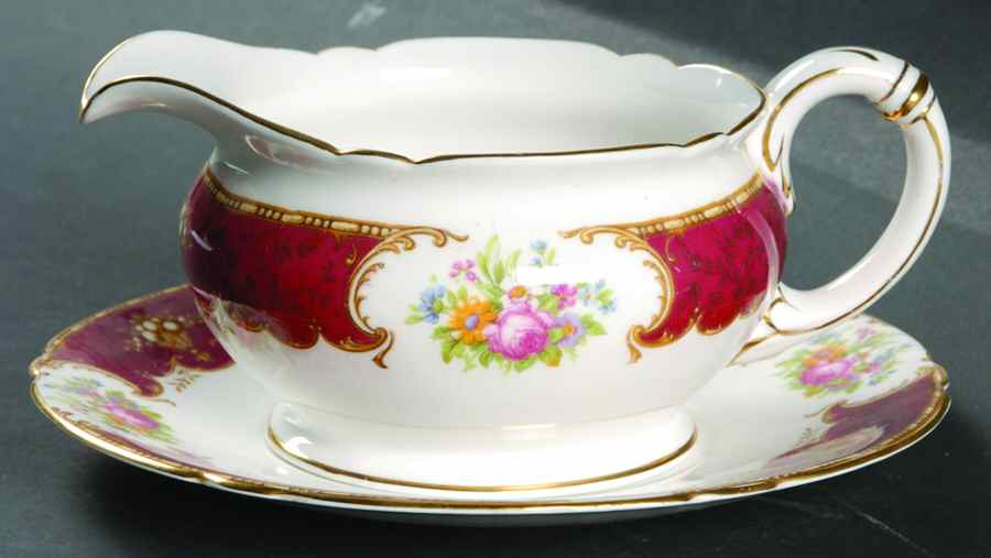 Duchess Red Gravy Boat & Underplate by Shelley-1