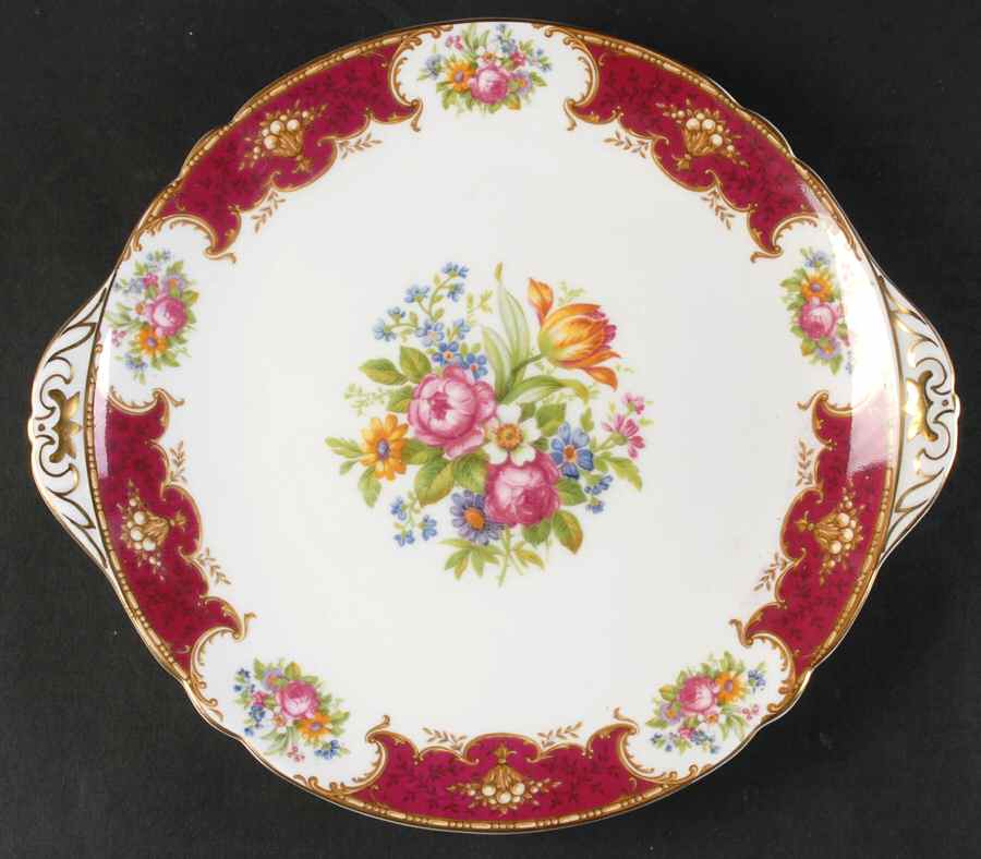 Duchess Red Handled Cake Plate by Shelley-1