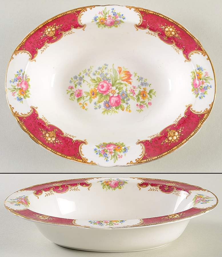Duchess Red 9" Oval Vegetable Bowl by Shelley-1