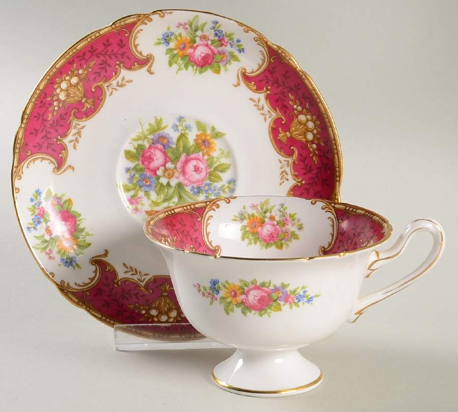 Duchess Red Footed Cup & Saucer Set by Shelley-1