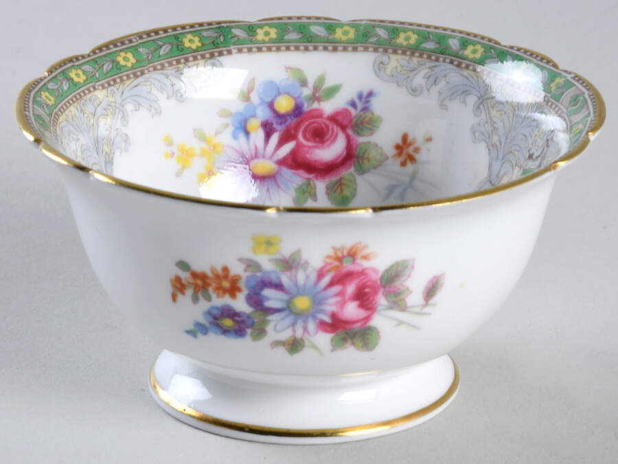 Georgian Green Mini Open Sugar Bowl by Shelley-1
