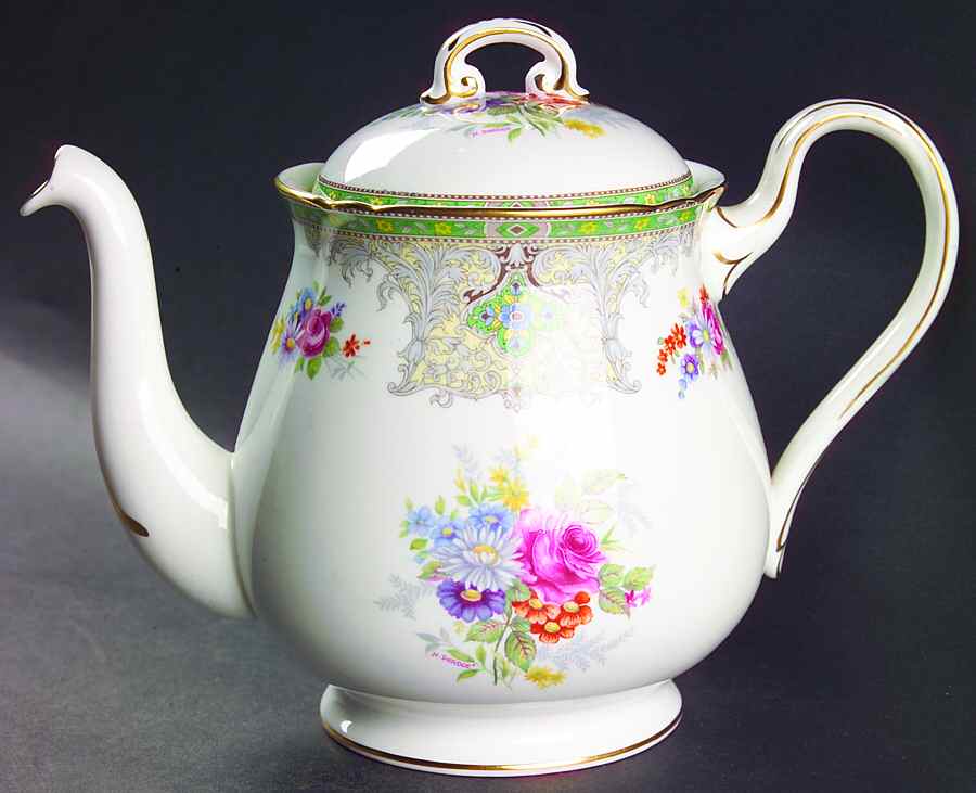 Georgian Green Teapot & Lid by Shelley-1
