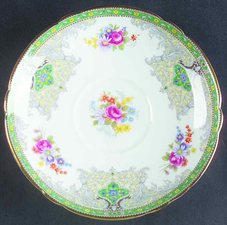 Georgian Green Saucer for Footed Cream Soup Bowl by Shelley-1