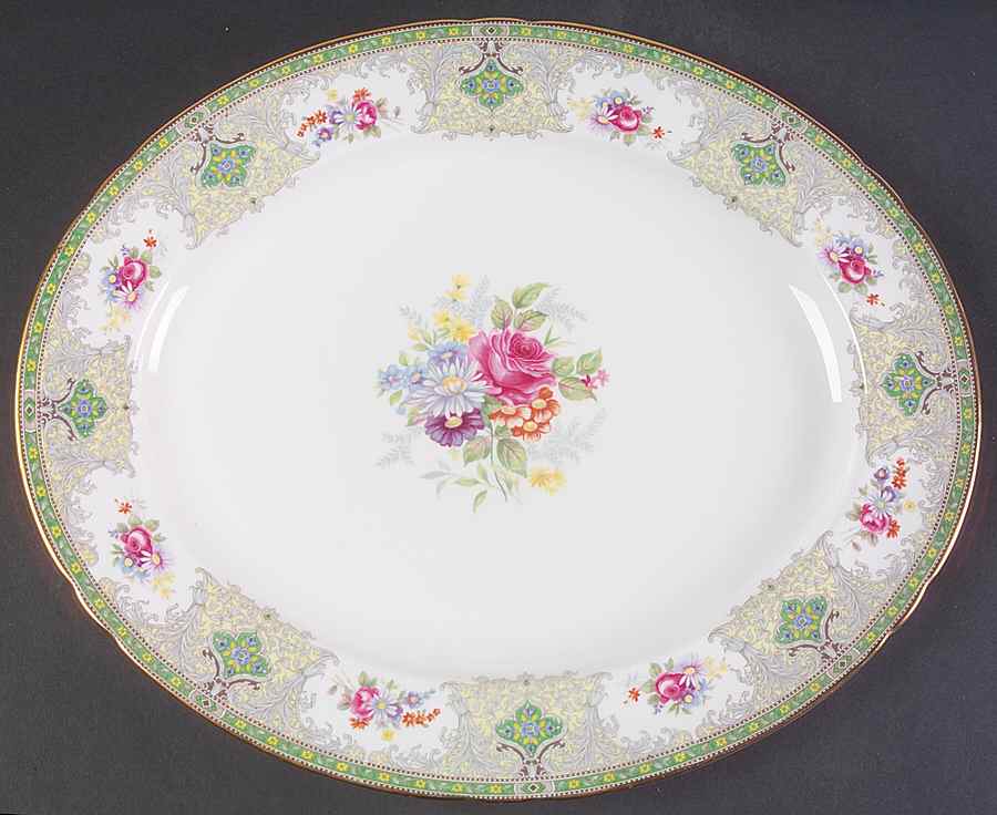 Georgian Green 14" Oval Serving Platter by Shelley-1