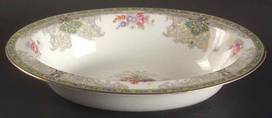 Georgian Green 9" Oval Vegetable Bowl by Shelley-1