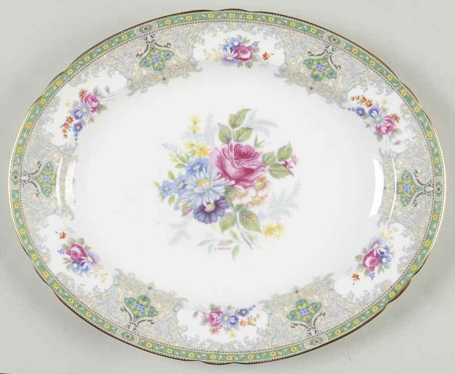 Georgian Green 10" Oval Serving Platter by Shelley-1