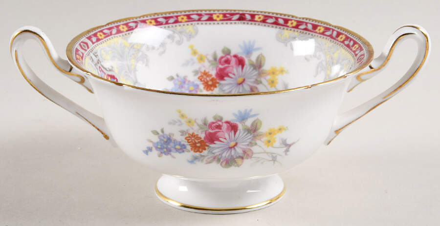 Georgian Red Footed Cream Soup Bowl by Shelley-1