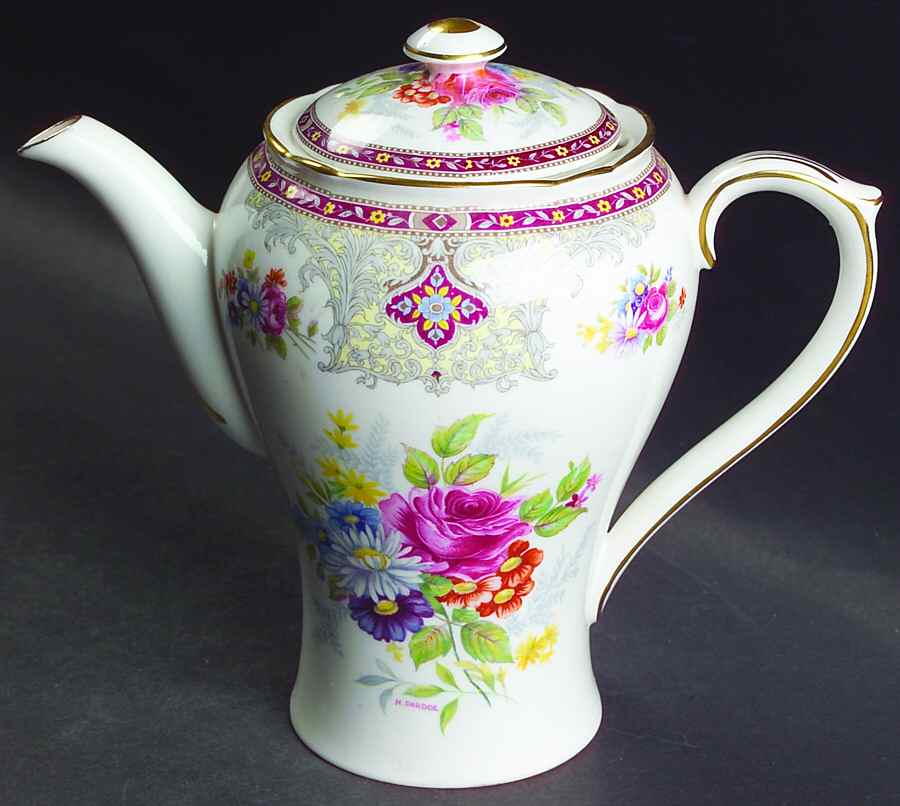 Georgian Red Coffee Pot & Lid by Shelley-1