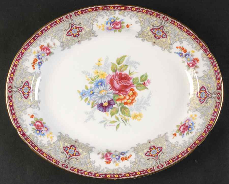 Georgian Red 10" Oval Serving Platter by Shelley-1