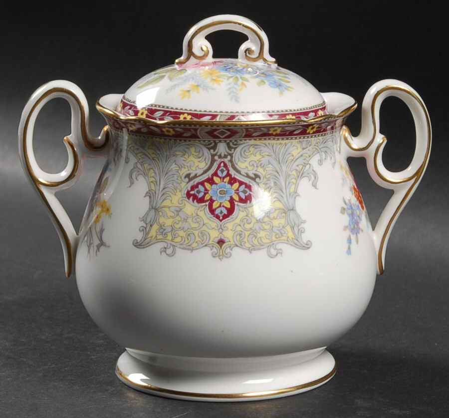 Georgian Red Sugar Bowl & Lid by Shelley-1