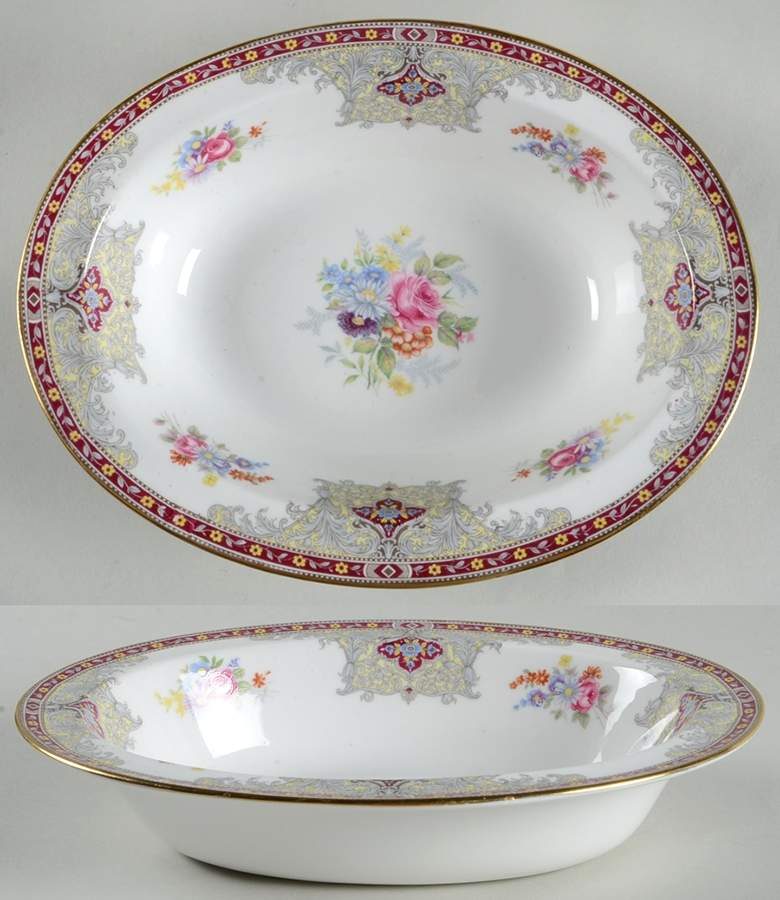 Georgian Red 9" Oval Vegetable Bowl by Shelley-1