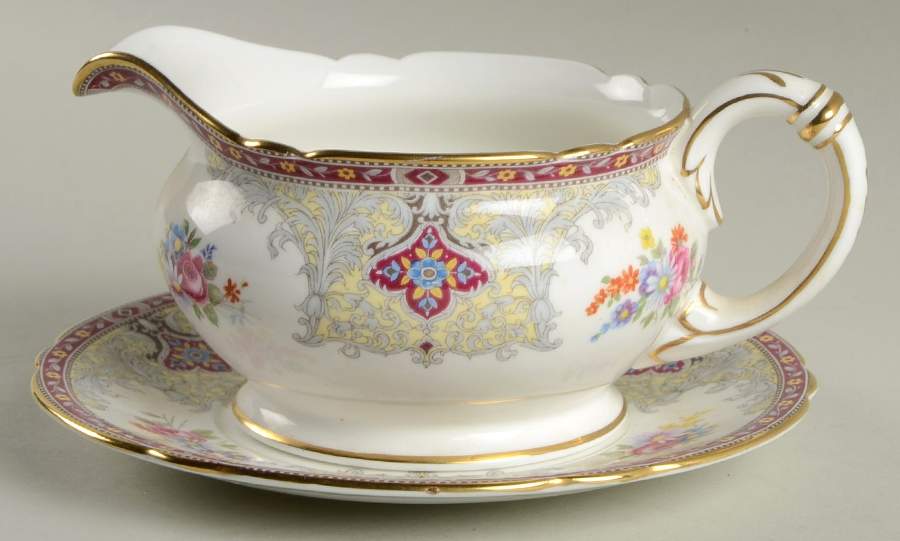 Georgian Red Gravy Boat & Underplate by Shelley-1