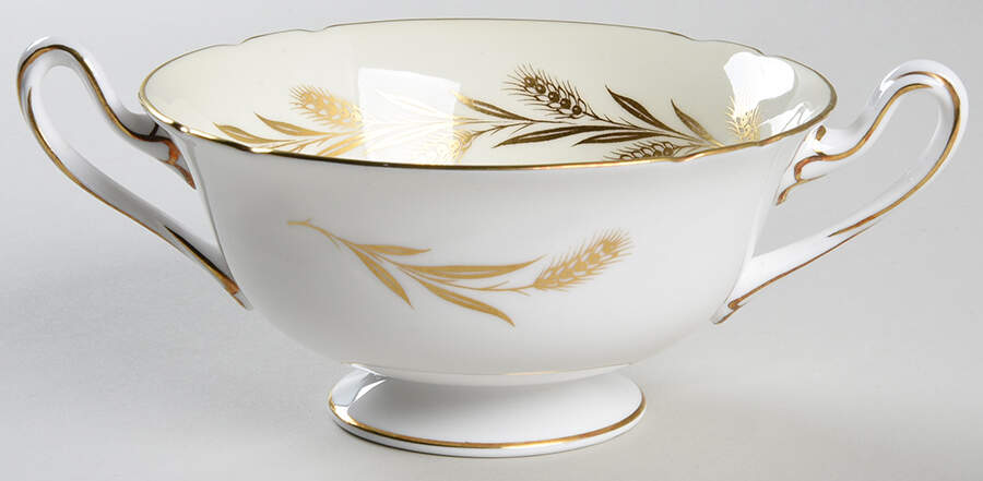 Golden Harvest Footed Cream Soup Bowl by Shelley-1
