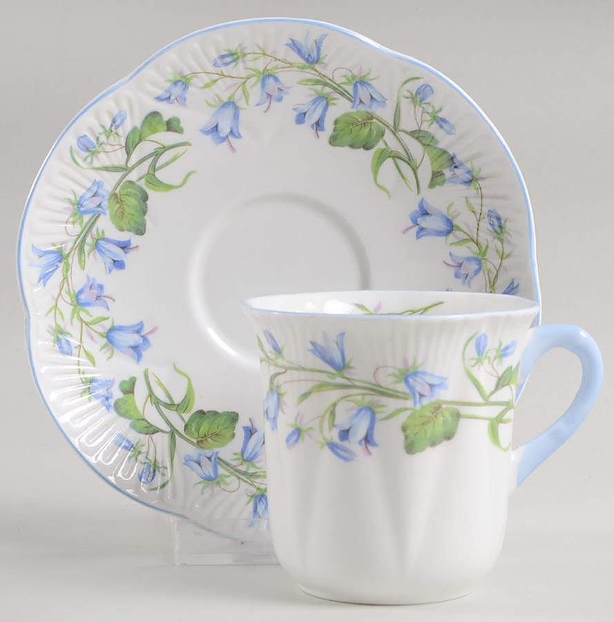 Harebell (Dainty) Flat Demitasse Cup & Saucer Set by Shelley-1