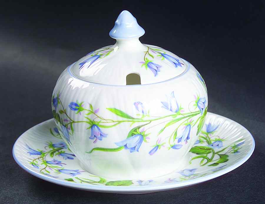 Harebell (Dainty) Mustard & Lid with Underplate by Shelley-1