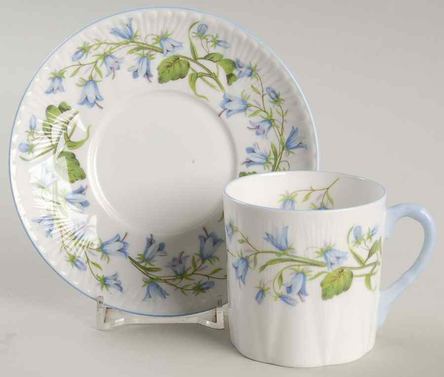 Harebell (Dainty) Flat Demitasse Cup & Saucer Set by Shelley-1