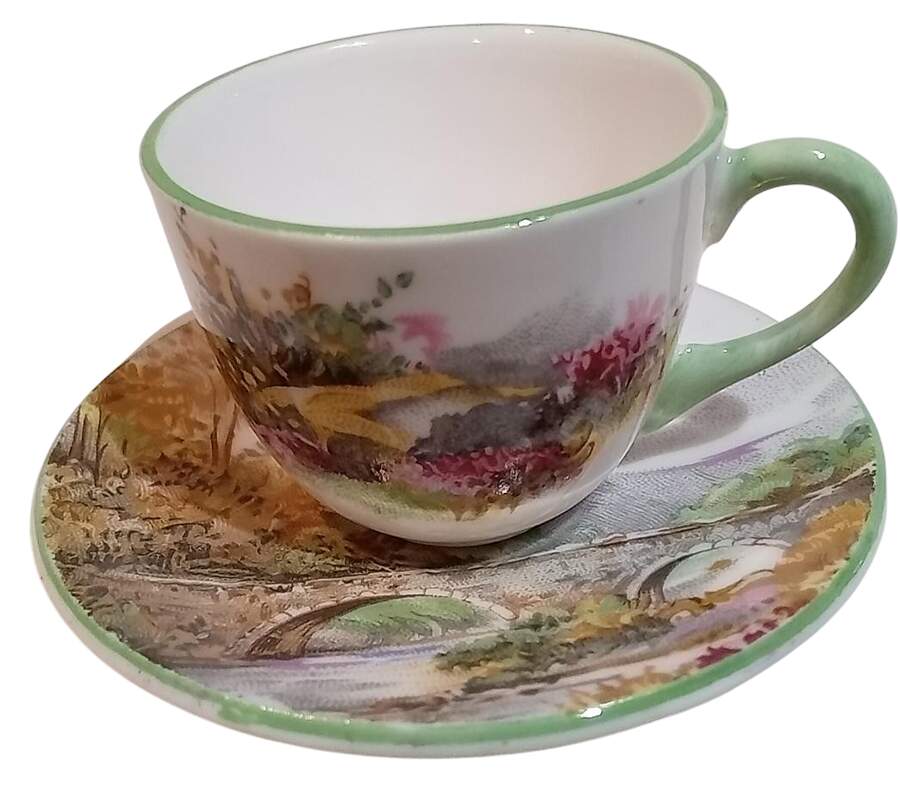 Heather (Gainsborough) Flat Toy Cup and Saucer Set by Shelley-1