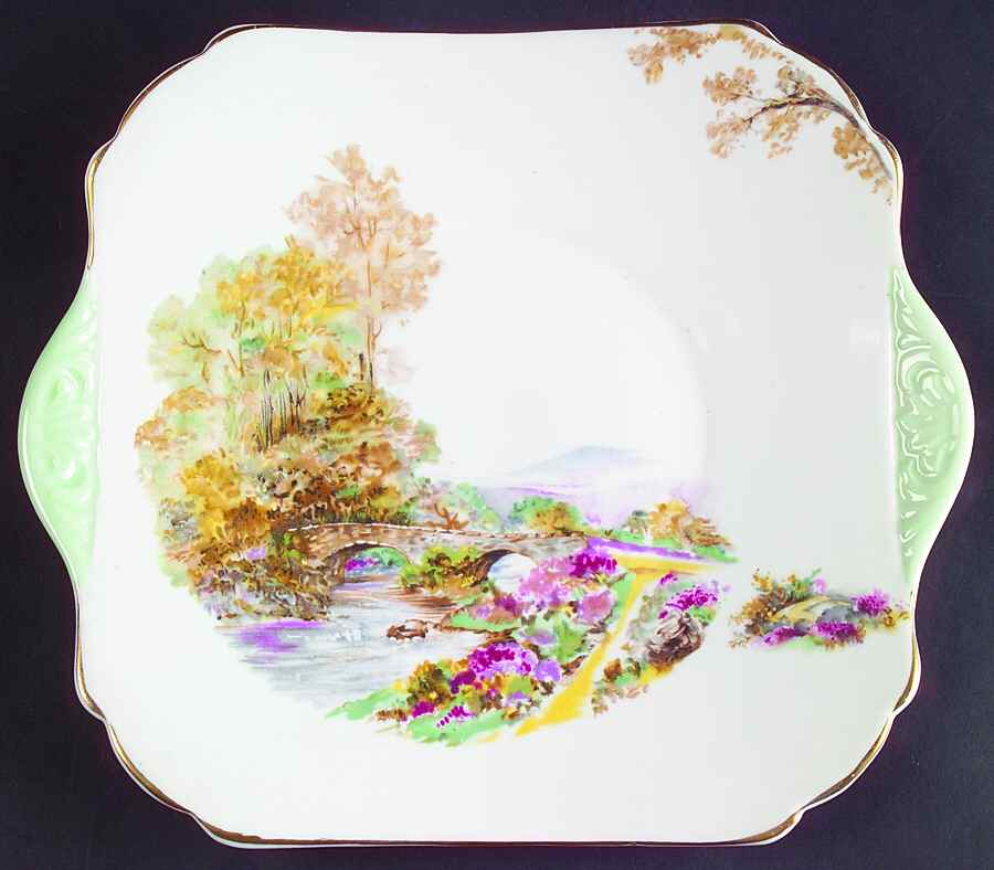 Heather (Gainsborough) Square Handled Cake Plate by Shelley-1