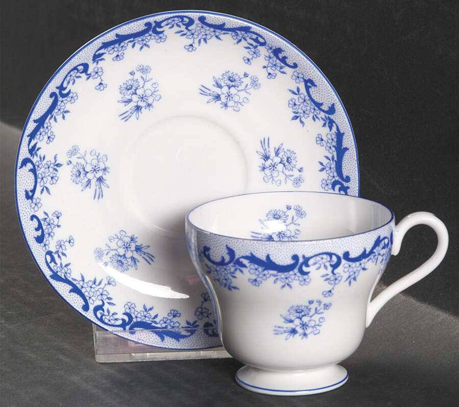 Heavenly Blue (Smooth) Footed Demitasse Cup & Saucer Set by Shelley-1
