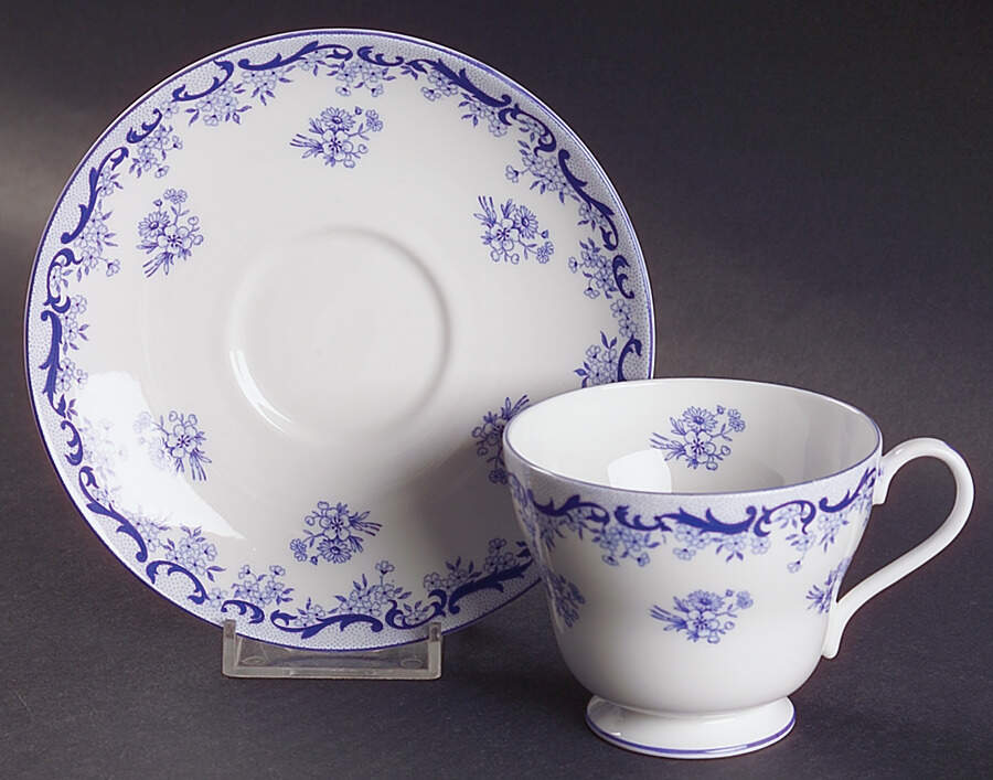 Heavenly Blue (Smooth) Footed Cup & Saucer Set by Shelley-1