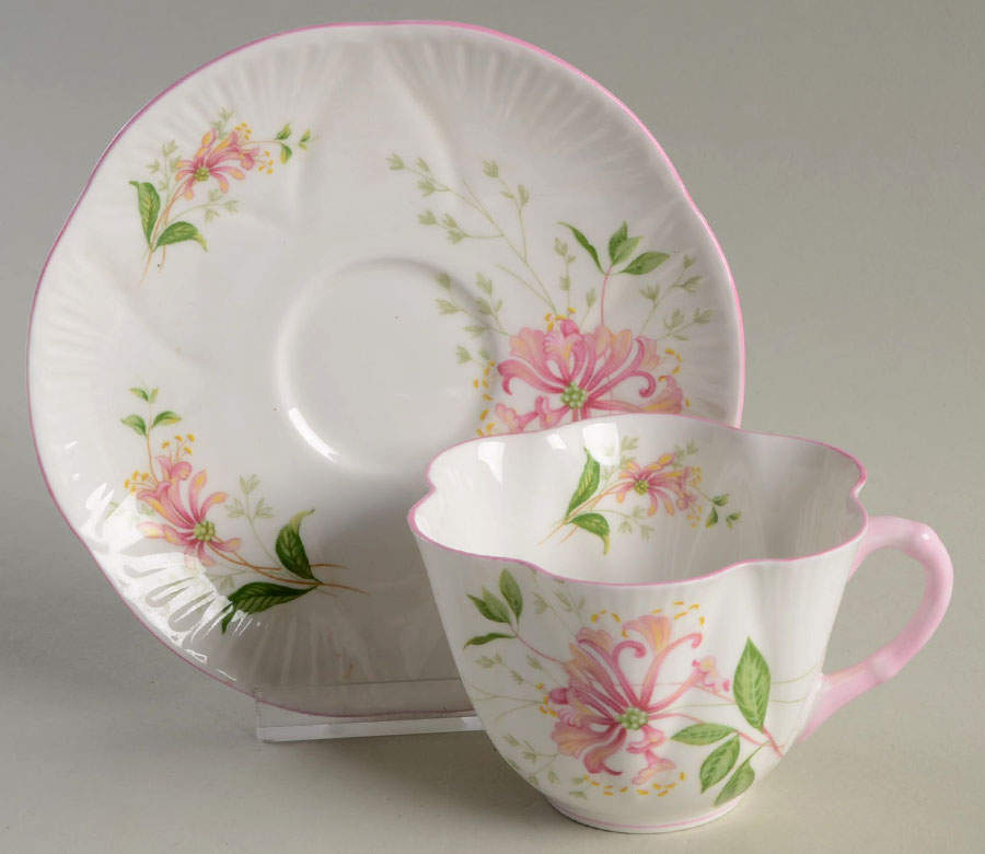 Honeysuckle Flat Cup & Saucer Set by Shelley-1