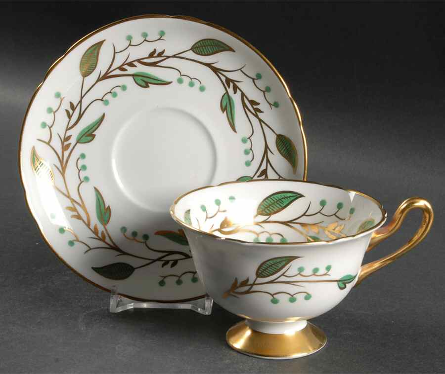 Laurel Footed Cup & Saucer Set by Shelley-1