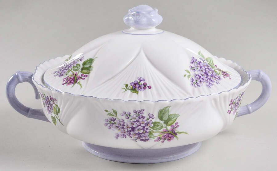 Lilac Time Round Covered Vegetable by Shelley-1