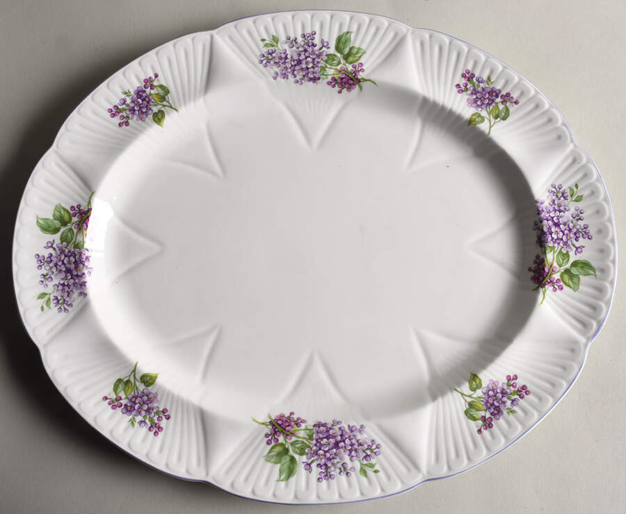 Lilac Time 14" Oval Serving Platter by Shelley-1