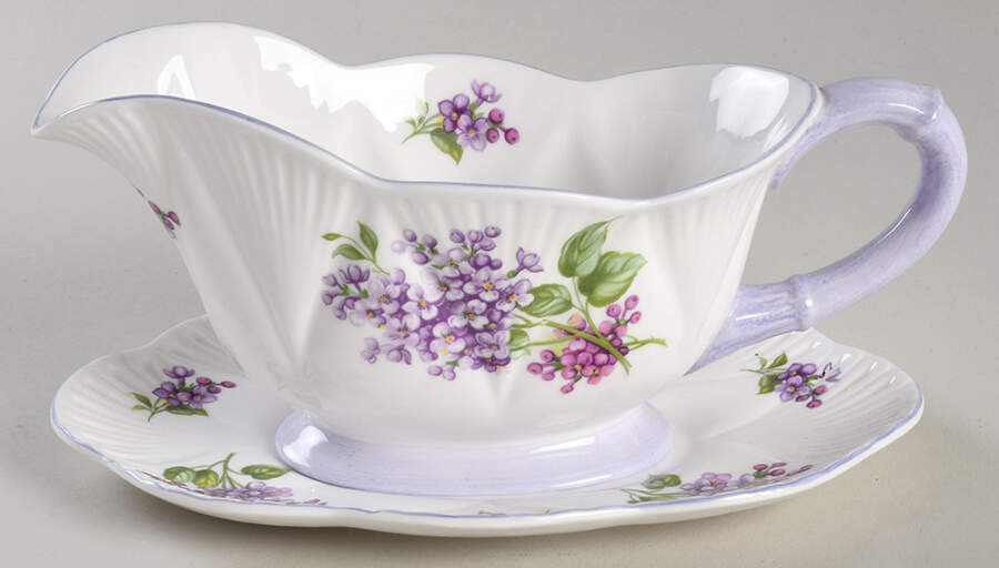 Lilac Time Gravy Boat & Underplate by Shelley-1
