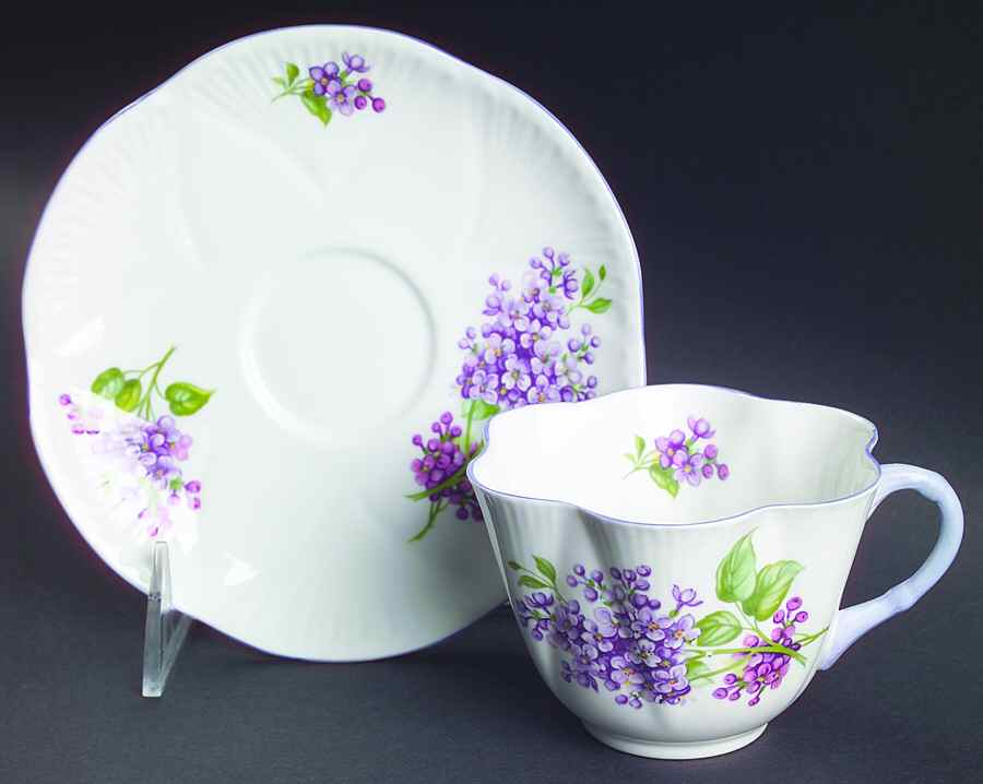 Lilac Time Flat Cup & Saucer Set by Shelley-1