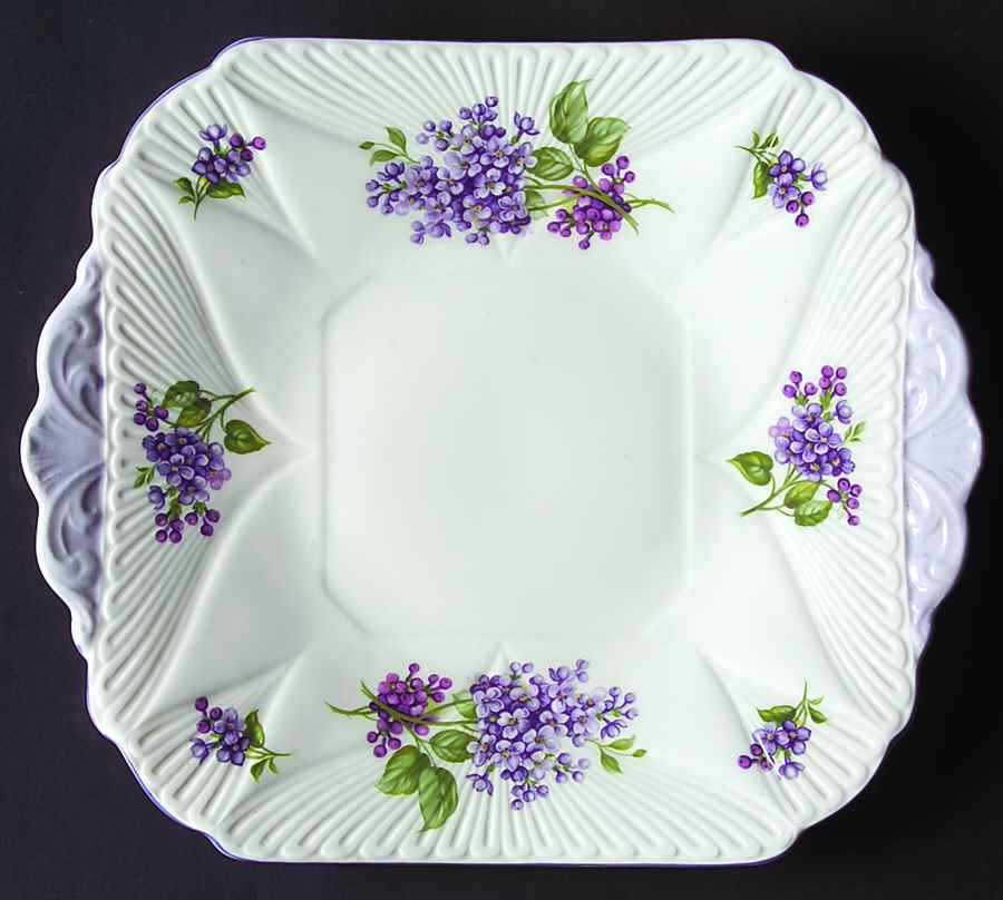 Lilac Time Square Handled Cake Plate by Shelley-1